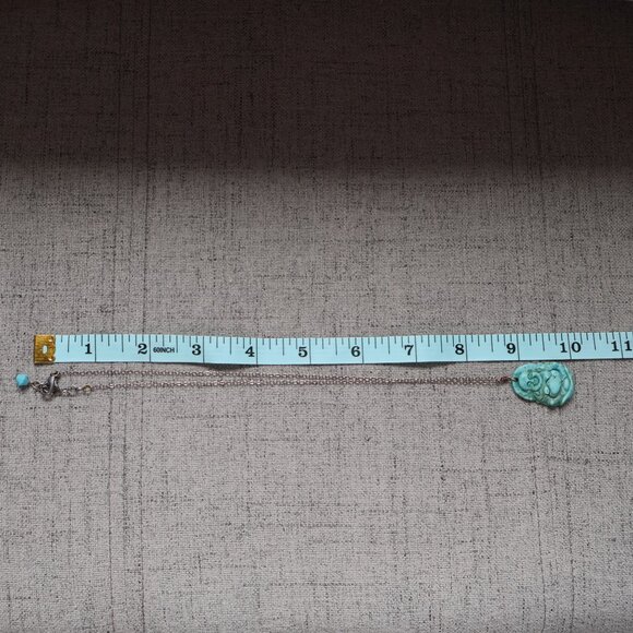 Vintage Carved Jade Buddha Necklace Silver Boho - Picture 5 of 7